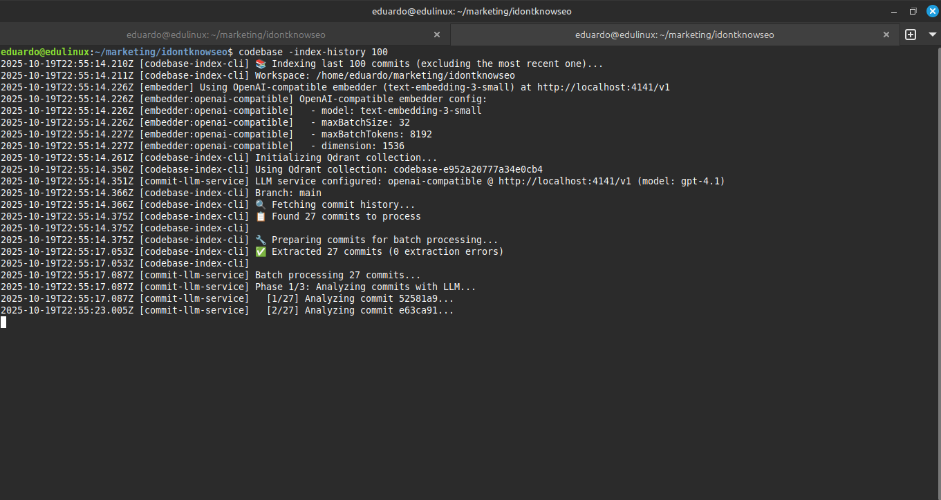 Indexing commit history